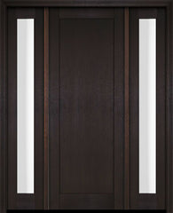 WDMA 52x96 Door (4ft4in by 8ft) Exterior Swing Mahogany Modern Full Flat Panel Shaker Single Entry Door Sidelights 2