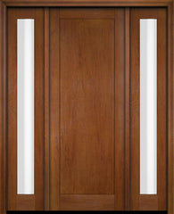 WDMA 52x96 Door (4ft4in by 8ft) Exterior Swing Mahogany Modern Full Flat Panel Shaker Single Entry Door Sidelights 4