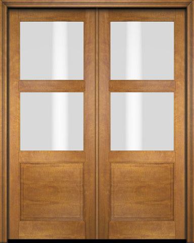 WDMA 52x96 Door (4ft4in by 8ft) Patio Swing Mahogany 2 Lite Over Raised Panel Exterior or Interior Double Door 1