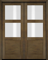 WDMA 52x96 Door (4ft4in by 8ft) Patio Swing Mahogany 2 Lite Over Raised Panel Exterior or Interior Double Door 3