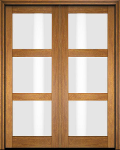 WDMA 52x96 Door (4ft4in by 8ft) Exterior Barn Mahogany Modern 3 Lite Shaker or Interior Double Door 1