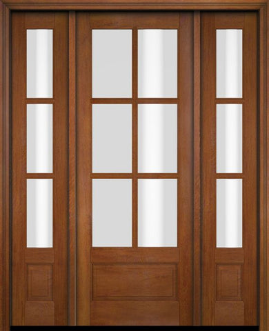 WDMA 52x96 Door (4ft4in by 8ft) Exterior Swing Mahogany 3/4 6 Lite TDL Single Entry Door Sidelights 4