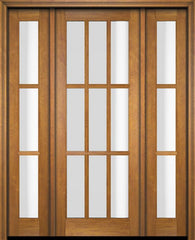 WDMA 52x96 Door (4ft4in by 8ft) Exterior Swing Mahogany 9 Lite TDL Single Entry Door Sidelights 1