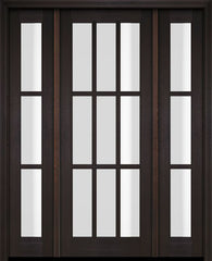 WDMA 52x96 Door (4ft4in by 8ft) Exterior Swing Mahogany 9 Lite TDL Single Entry Door Sidelights 2