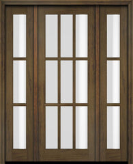 WDMA 52x96 Door (4ft4in by 8ft) Exterior Swing Mahogany 9 Lite TDL Single Entry Door Sidelights 3