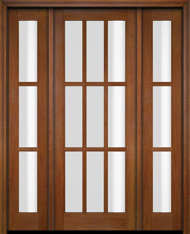WDMA 52x96 Door (4ft4in by 8ft) Exterior Swing Mahogany 9 Lite TDL Single Entry Door Sidelights 4