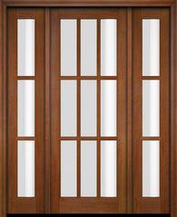 WDMA 52x96 Door (4ft4in by 8ft) Exterior Swing Mahogany 9 Lite TDL Single Entry Door Sidelights 4