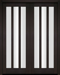 WDMA 52x96 Door (4ft4in by 8ft) Interior Swing Mahogany Modern Slim 3 Glass Shaker Exterior or Double DoorDoor 2