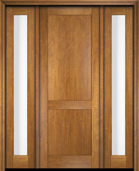 WDMA 52x96 Door (4ft4in by 8ft) Exterior Swing Mahogany Modern 2 Flat Panel Shaker Single Entry Door Sidelights 1