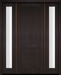 WDMA 52x96 Door (4ft4in by 8ft) Exterior Swing Mahogany Modern 2 Flat Panel Shaker Single Entry Door Sidelights 3