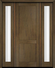 WDMA 52x96 Door (4ft4in by 8ft) Exterior Swing Mahogany Modern 2 Flat Panel Shaker Single Entry Door Sidelights 5