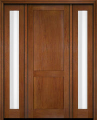 WDMA 52x96 Door (4ft4in by 8ft) Exterior Swing Mahogany Modern 2 Flat Panel Shaker Single Entry Door Sidelights 7