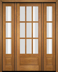 WDMA 52x96 Door (4ft4in by 8ft) Exterior Swing Mahogany 3/4 9 Lite TDL Single Entry Door Sidelights 1