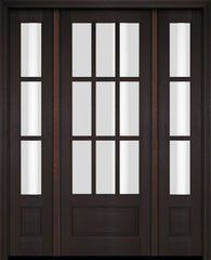 WDMA 52x96 Door (4ft4in by 8ft) Exterior Swing Mahogany 3/4 9 Lite TDL Single Entry Door Sidelights 2