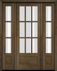 WDMA 52x96 Door (4ft4in by 8ft) Exterior Swing Mahogany 3/4 9 Lite TDL Single Entry Door Sidelights 3