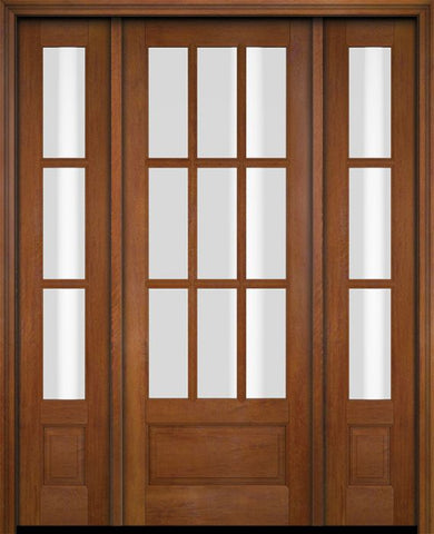 WDMA 52x96 Door (4ft4in by 8ft) Exterior Swing Mahogany 3/4 9 Lite TDL Single Entry Door Sidelights 4