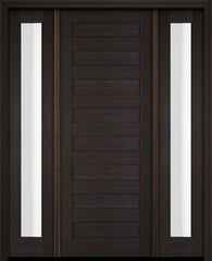 WDMA 52x96 Door (4ft4in by 8ft) Exterior Swing Mahogany Modern Slim Panel Shaker Single Entry Door Sidelights 2