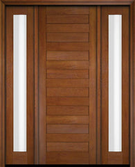 WDMA 52x96 Door (4ft4in by 8ft) Exterior Swing Mahogany Modern Slim Panel Shaker Single Entry Door Sidelights 5