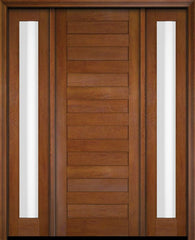 WDMA 52x96 Door (4ft4in by 8ft) Exterior Swing Mahogany Modern Slim Panel Shaker Single Entry Door Sidelights 5