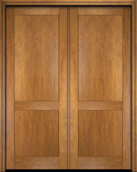 WDMA 52x96 Door (4ft4in by 8ft) Exterior Barn Mahogany Modern 2 Flat Panel Shaker or Interior Double Door 1