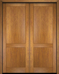 WDMA 52x96 Door (4ft4in by 8ft) Exterior Barn Mahogany Modern 2 Flat Panel Shaker or Interior Double Door 1