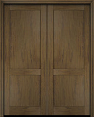 WDMA 52x96 Door (4ft4in by 8ft) Exterior Barn Mahogany Modern 2 Flat Panel Shaker or Interior Double Door 5
