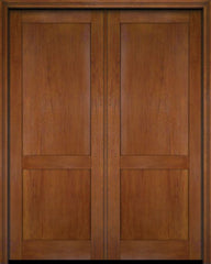 WDMA 52x96 Door (4ft4in by 8ft) Exterior Barn Mahogany Modern 2 Flat Panel Shaker or Interior Double Door 7