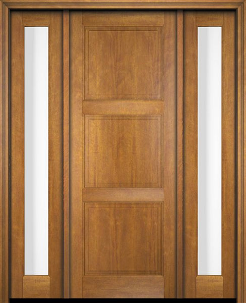 WDMA 52x96 Door (4ft4in by 8ft) Exterior Swing Mahogany 3 Raised Panel Solid Single Entry Door Sidelights 1