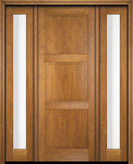 WDMA 52x96 Door (4ft4in by 8ft) Exterior Swing Mahogany 3 Raised Panel Solid Single Entry Door Sidelights 1