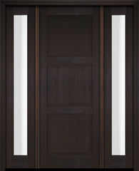 WDMA 52x96 Door (4ft4in by 8ft) Exterior Swing Mahogany 3 Raised Panel Solid Single Entry Door Sidelights 2