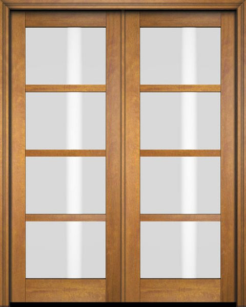 WDMA 52x96 Door (4ft4in by 8ft) Exterior Barn Mahogany 4 Lite Windermere Shaker or Interior Double Door 1