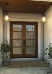 WDMA 52x96 Door (4ft4in by 8ft) Exterior Barn Mahogany 4 Lite Windermere Shaker or Interior Double Door 2