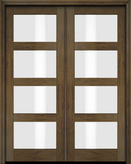WDMA 52x96 Door (4ft4in by 8ft) Exterior Barn Mahogany Modern 4 Lite Shaker or Interior Double Door 4