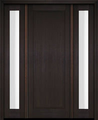 WDMA 52x96 Door (4ft4in by 8ft) Exterior Swing Mahogany Full Raised Panel Solid Single Entry Door Sidelights 2