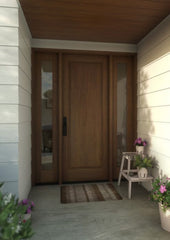 WDMA 52x96 Door (4ft4in by 8ft) Exterior Swing Mahogany Full Raised Panel Solid Single Entry Door Sidelights 4