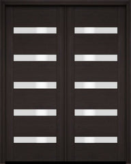WDMA 52x96 Door (4ft4in by 8ft) Interior Swing Mahogany Modern Slimlite 501 Shaker Exterior or Double Door 3