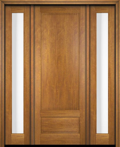 WDMA 52x96 Door (4ft4in by 8ft) Exterior Swing Mahogany 3/4 Raised Panel Solid Single Entry Door Sidelights 1