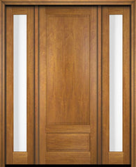 WDMA 52x96 Door (4ft4in by 8ft) Exterior Swing Mahogany 3/4 Raised Panel Solid Single Entry Door Sidelights 1