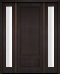 WDMA 52x96 Door (4ft4in by 8ft) Exterior Swing Mahogany 3/4 Raised Panel Solid Single Entry Door Sidelights 2