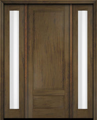 WDMA 52x96 Door (4ft4in by 8ft) Exterior Swing Mahogany 3/4 Raised Panel Solid Single Entry Door Sidelights 3