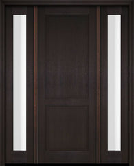 WDMA 52x96 Door (4ft4in by 8ft) Exterior Swing Mahogany 2 Raised Panel Solid Single Entry Door Sidelights 2