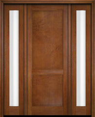 WDMA 52x96 Door (4ft4in by 8ft) Exterior Swing Mahogany 2 Raised Panel Solid Single Entry Door Sidelights 4