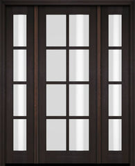 WDMA 52x96 Door (4ft4in by 8ft) Exterior Swing Mahogany 8 Lite TDL Single Entry Door Sidelights 2
