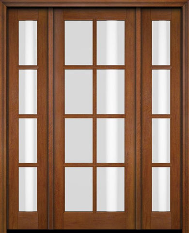 WDMA 52x96 Door (4ft4in by 8ft) Exterior Swing Mahogany 8 Lite TDL Single Entry Door Sidelights 4