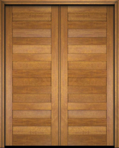 WDMA 52x96 Door (4ft4in by 8ft) Exterior Barn Mahogany Modern Slim Panel Shaker or Interior Double Door 1