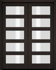 WDMA 52x96 Door (4ft4in by 8ft) Interior Swing Mahogany Modern 5 Lite Shaker Exterior or Double Door 2
