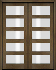 WDMA 52x96 Door (4ft4in by 8ft) Interior Swing Mahogany Modern 5 Lite Shaker Exterior or Double Door 3