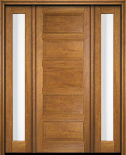 WDMA 52x96 Door (4ft4in by 8ft) Exterior Swing Mahogany 5 Raised Panel Solid Single Entry Door Sidelights 1