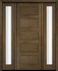 WDMA 52x96 Door (4ft4in by 8ft) Exterior Swing Mahogany 5 Raised Panel Solid Single Entry Door Sidelights 3