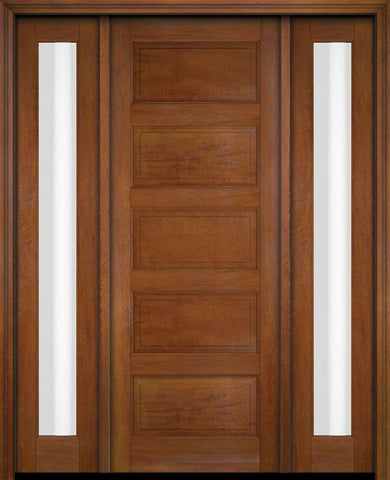 WDMA 52x96 Door (4ft4in by 8ft) Exterior Swing Mahogany 5 Raised Panel Solid Single Entry Door Sidelights 4